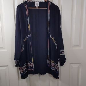 Knox Rose Embroidered Kimono Black Size XXL